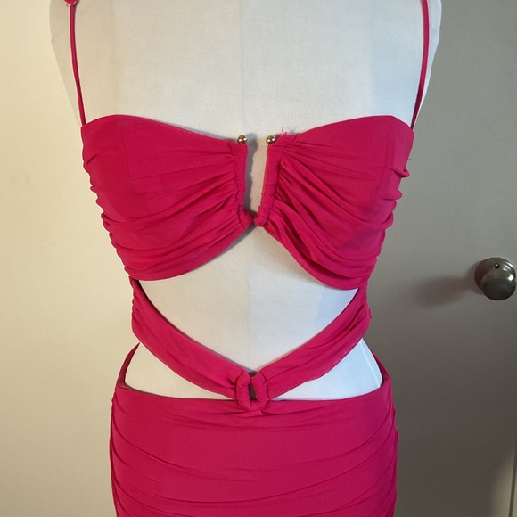 Runaway the Label Kim Mini Dress S Fuchsia Pink Ruched Cut Out Party Event - Picture 4 of 7